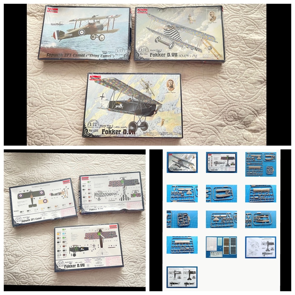 Lot Of RodenFokker D.VII 1/48 scale. roden fokker D.VII carl degelow